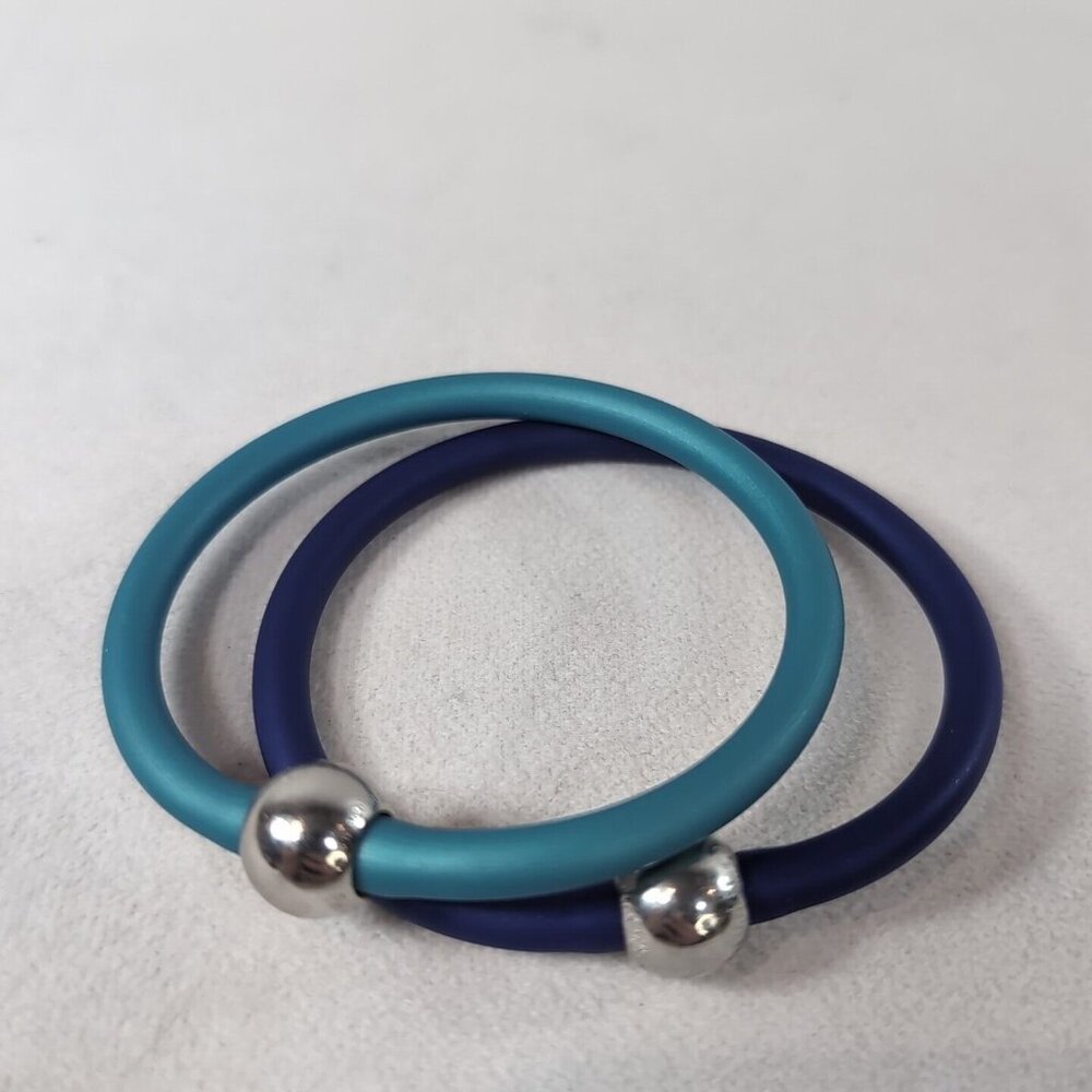 Italianissimo Tubino Jelly Bead Bracelet 2 Set Blue Teal Silver Necklace Italy